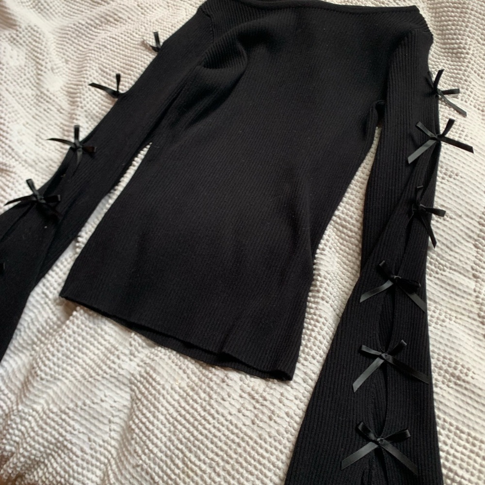 Sweet Rain Black Knit Top